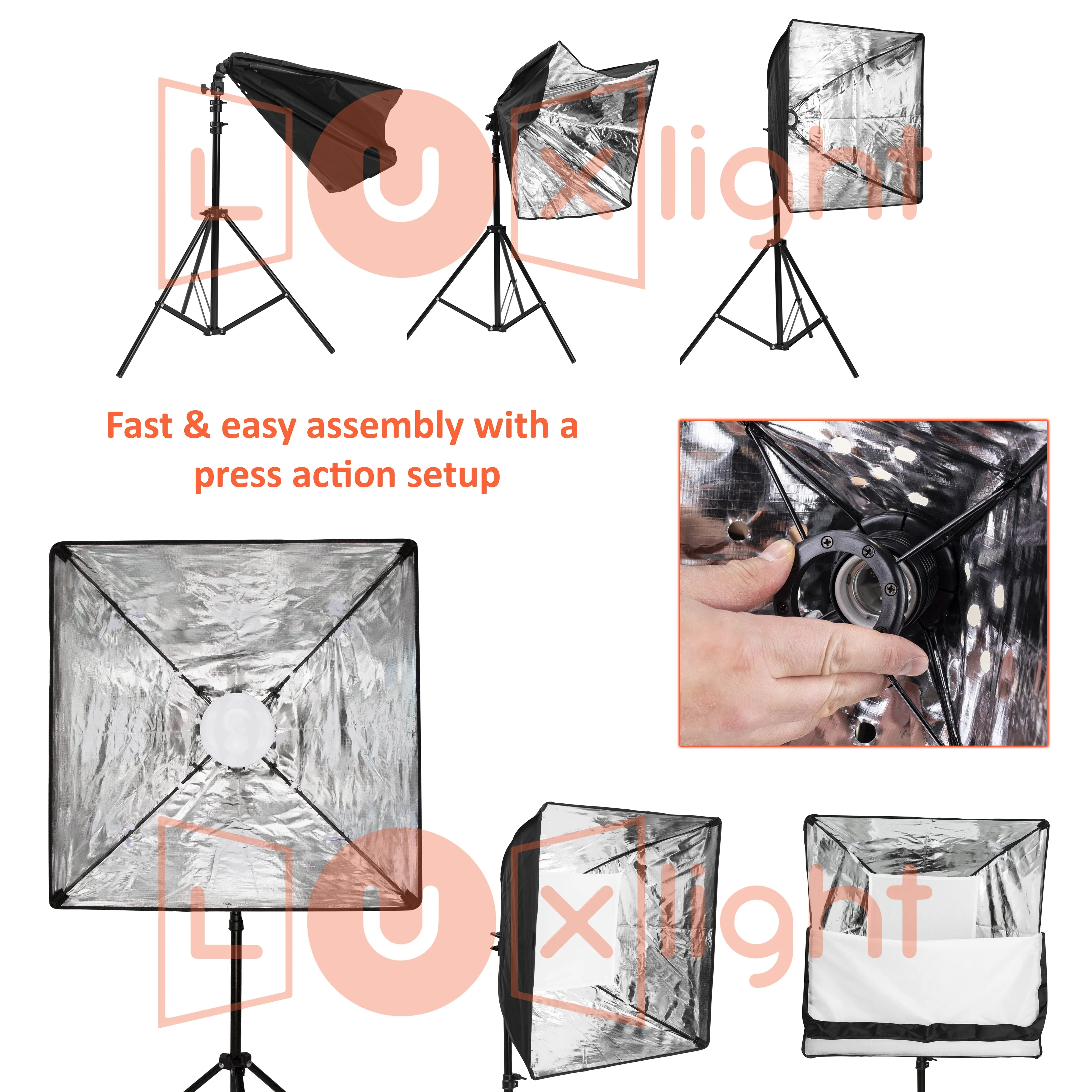 Vivid Pro Popup 2 Softbox LED Studio Lighting & Backdrop Support Kit | 8000lm CRI 92