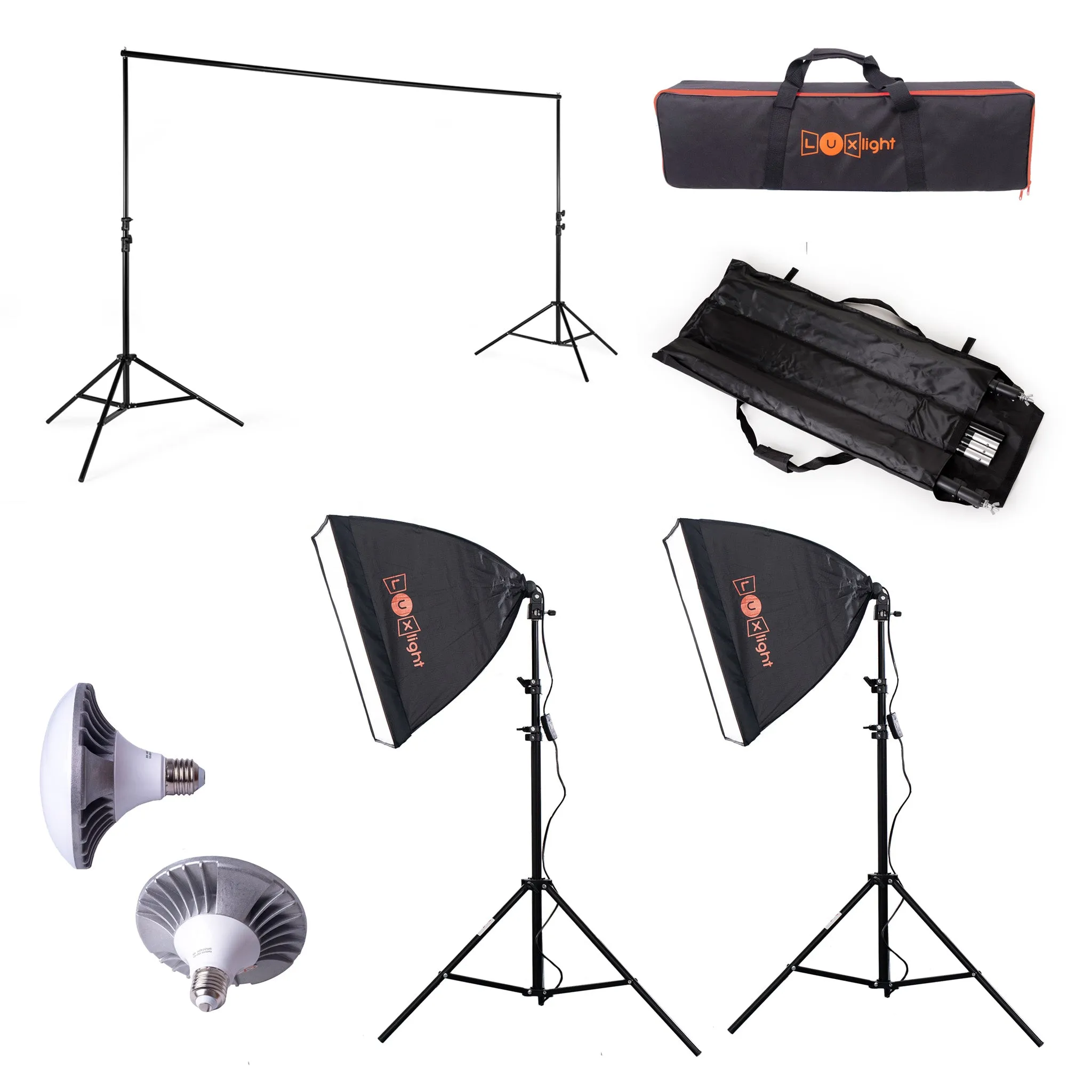 Vivid Pro Popup 2 Softbox LED Studio Lighting & Backdrop Support Kit | 8000lm CRI 92