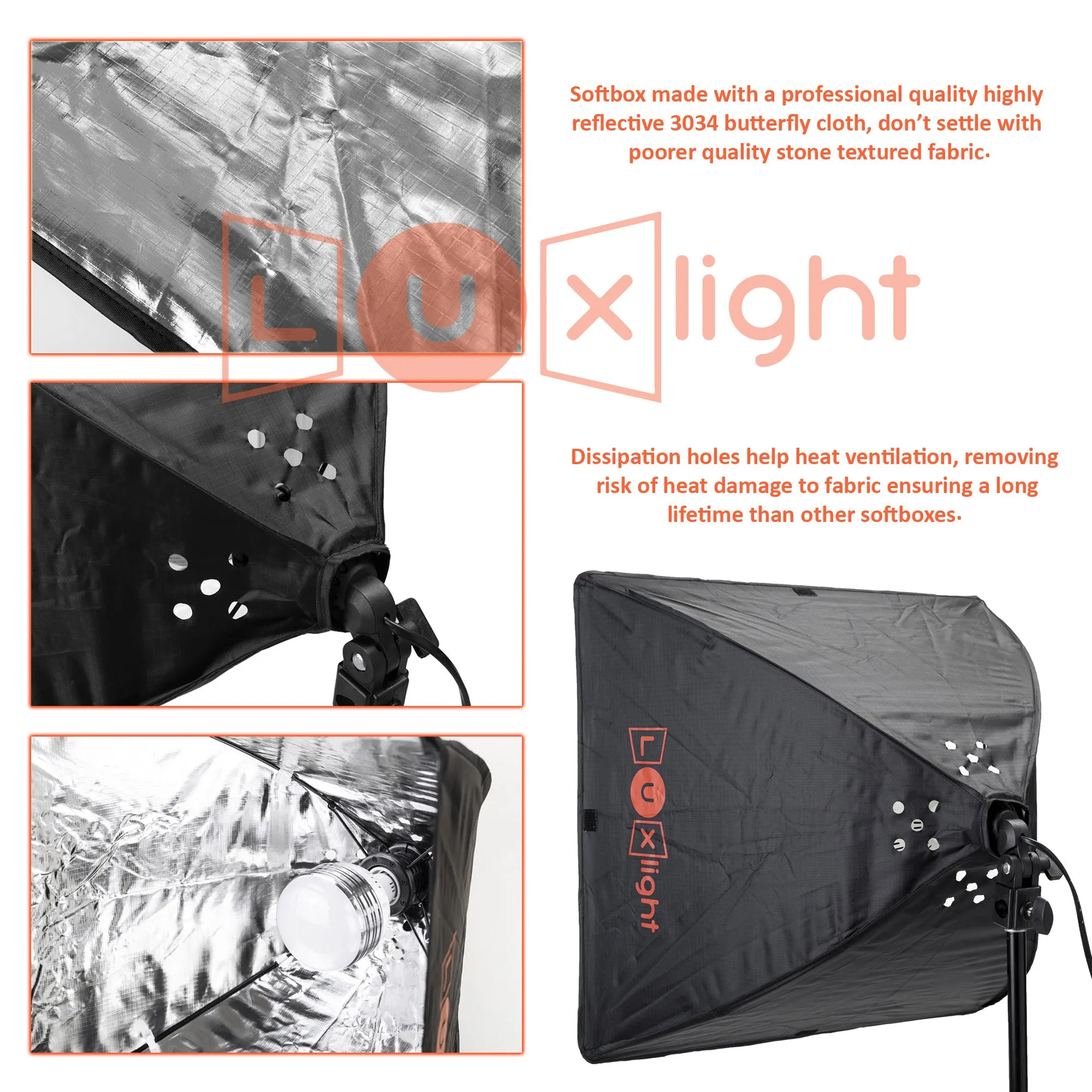 Vivid Pro Popup 2 Softbox LED Studio Lighting & Backdrop Support Kit | 8000lm CRI 92