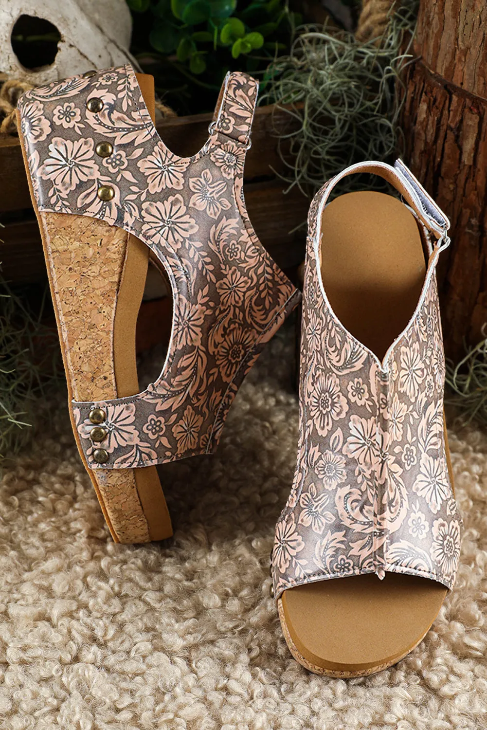 Wild Bloom Rivet Platform Sandals