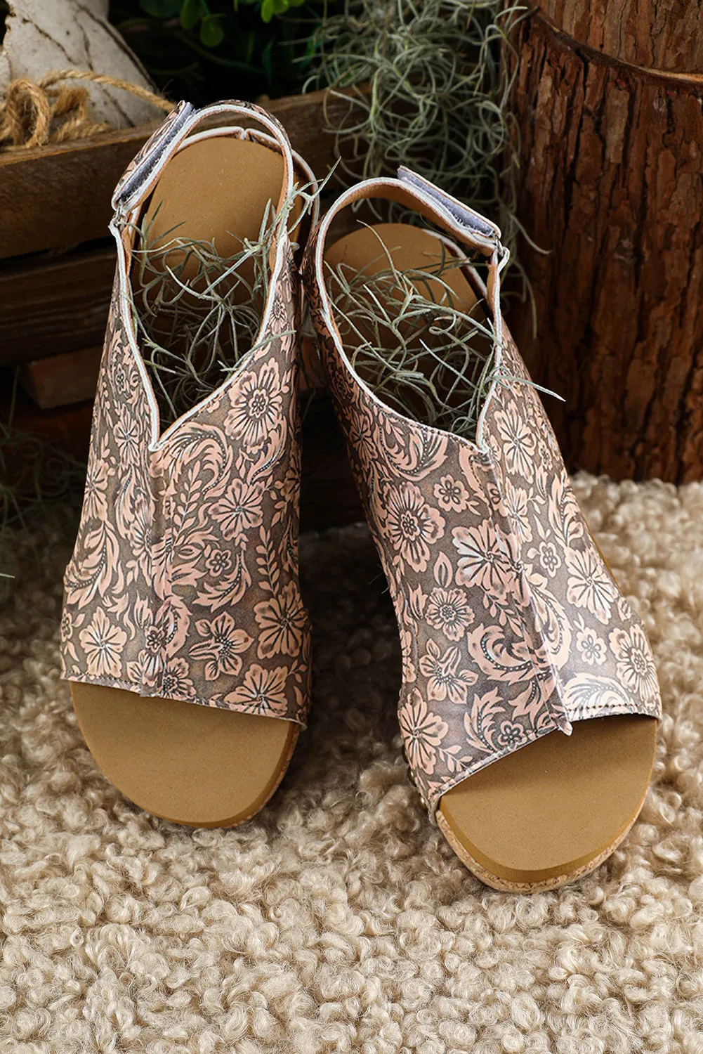 Wild Bloom Rivet Platform Sandals