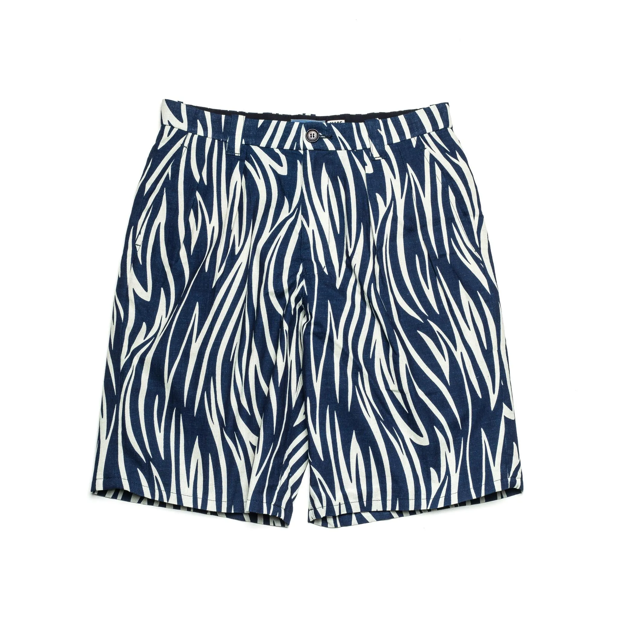 Wood Grain Tuck Wide Short 80086 Indigo