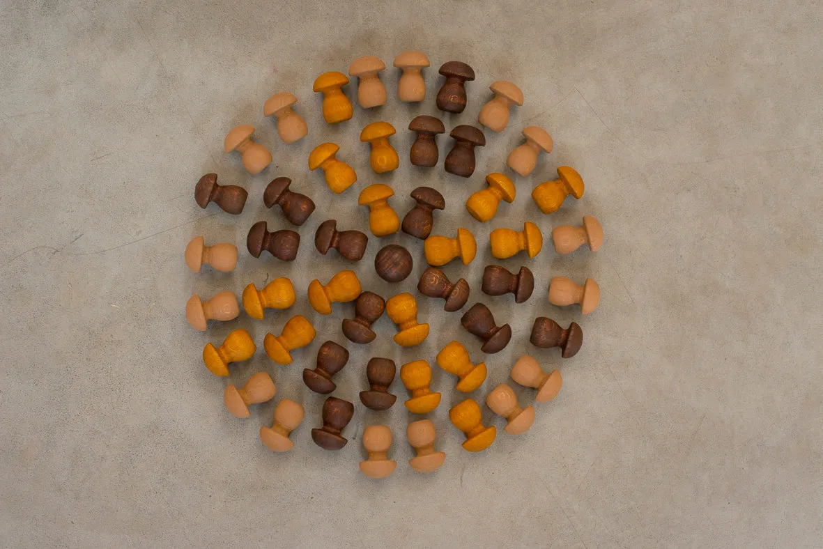 Wood Mandala Mushrooms 36pcs (Browns)