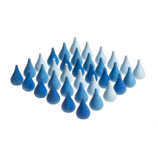 Wood Mandala Raindrops 36pcs (Blues)