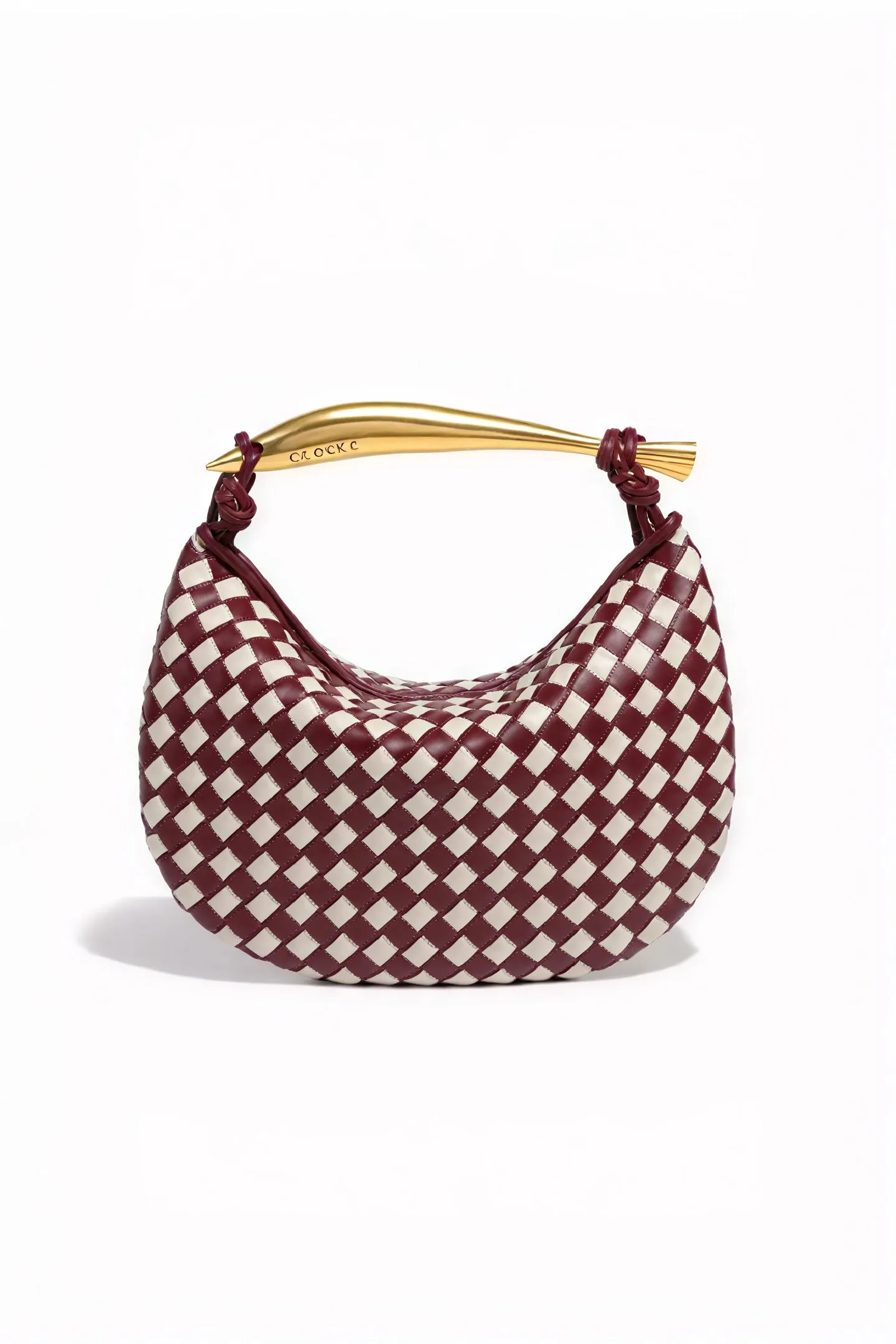 Woven Crescent Handbag with Metal Handle