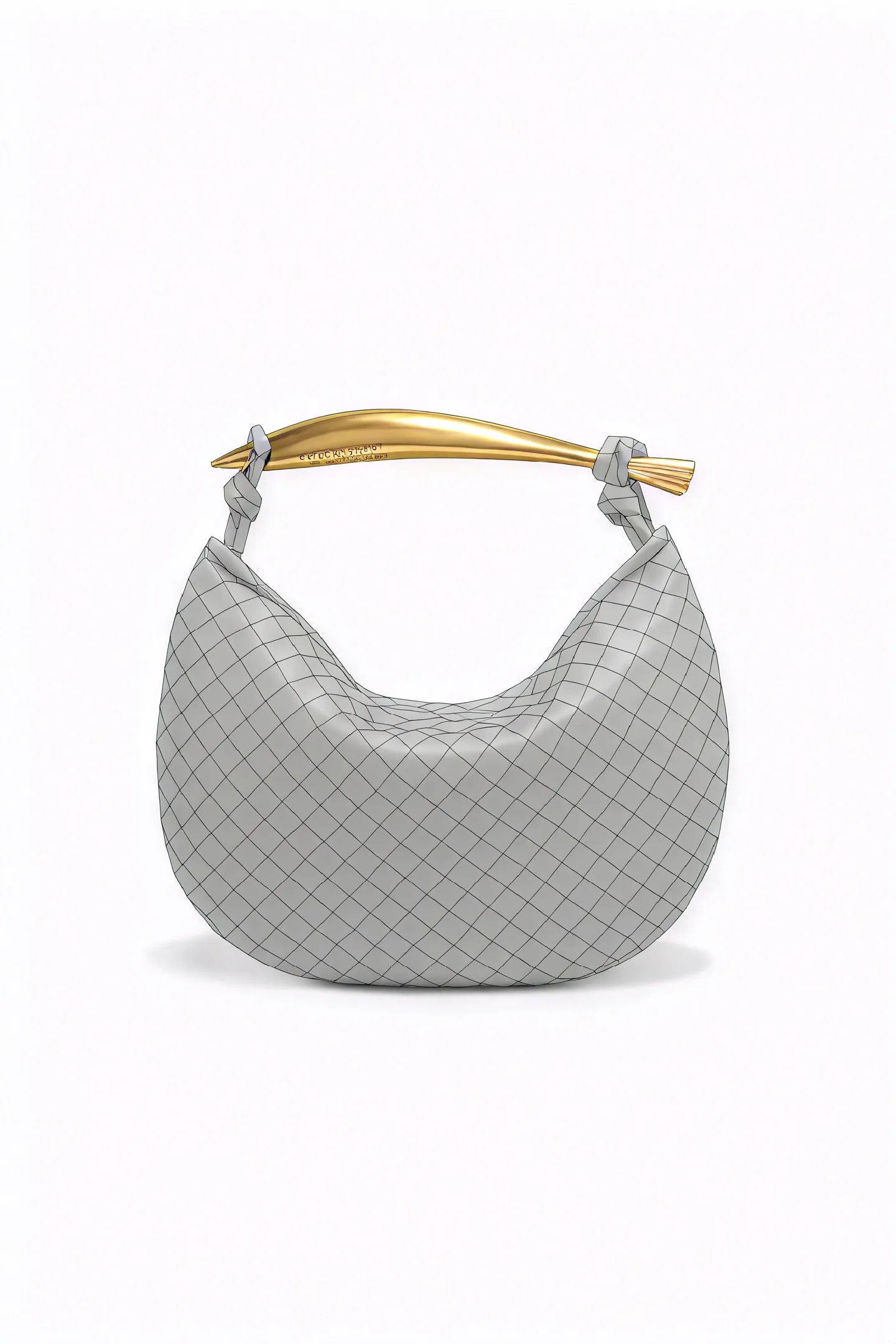 Woven Crescent Handbag with Metal Handle