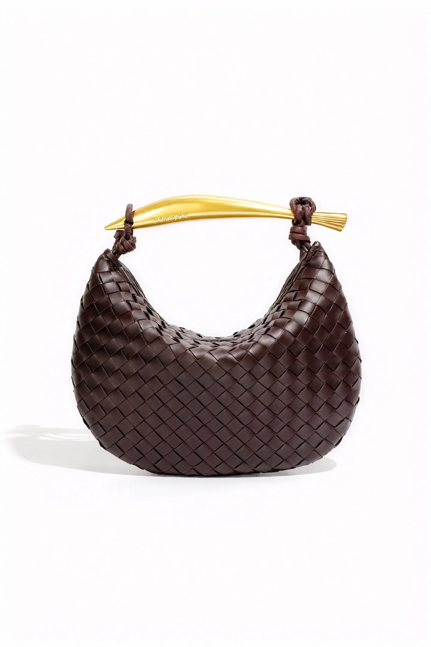 Woven Crescent Handbag with Metal Handle