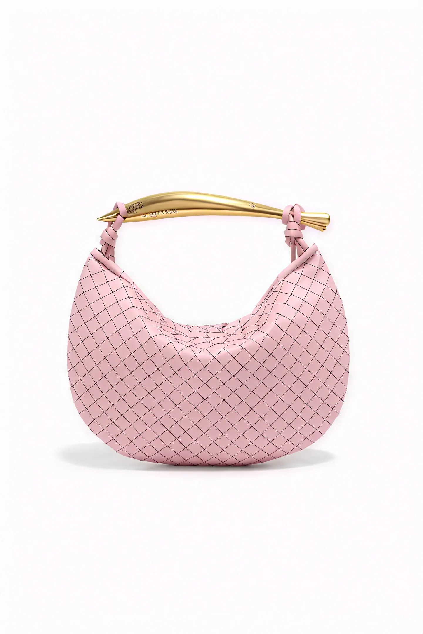 Woven Crescent Handbag with Metal Handle