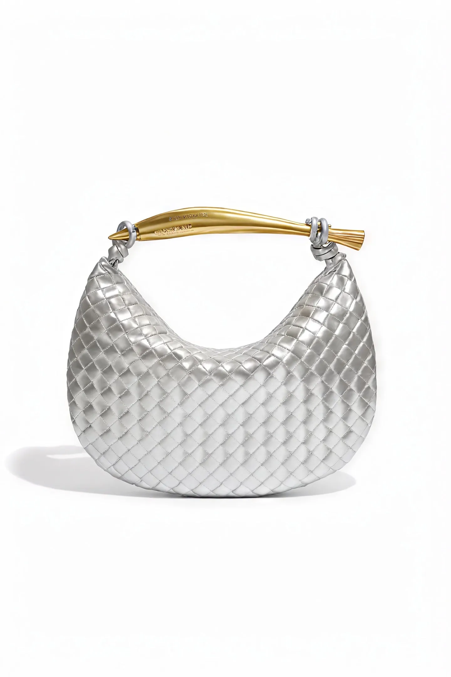 Woven Crescent Handbag with Metal Handle