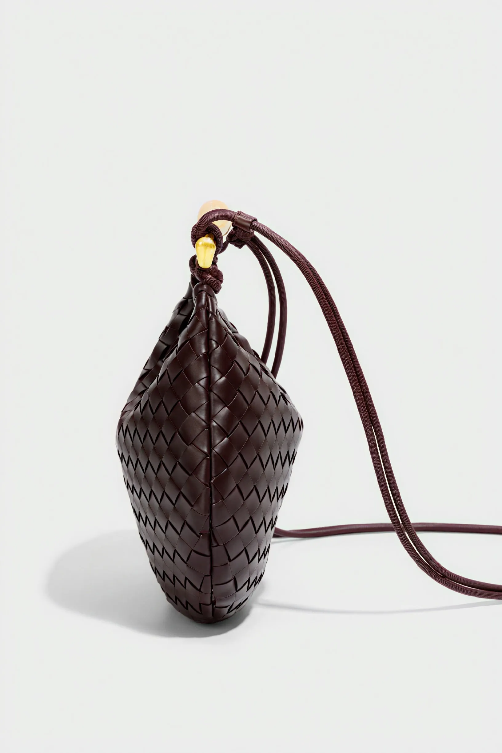 Woven Crescent Handbag with Metal Handle