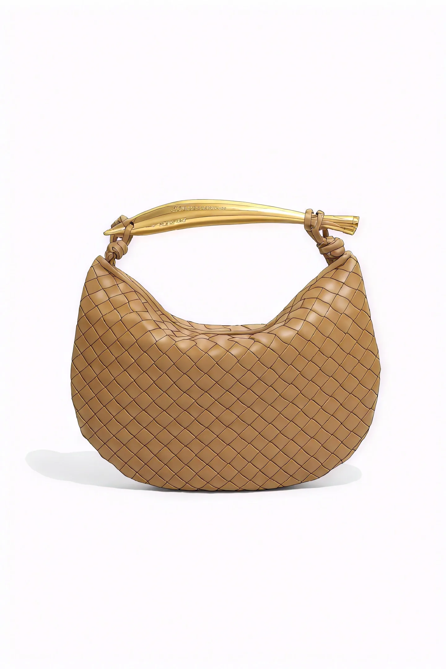 Woven Crescent Handbag with Metal Handle