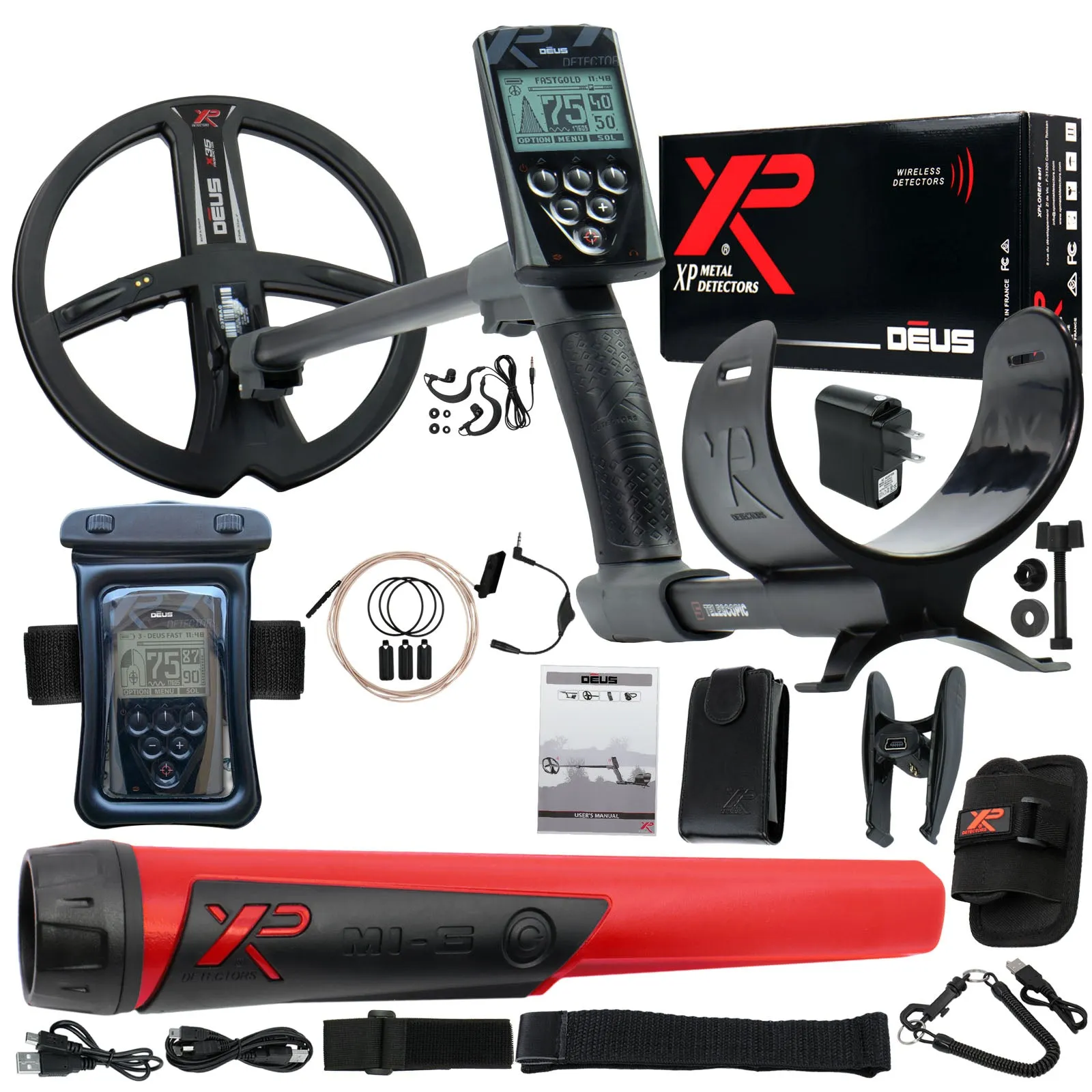 XP Deus Metal Detector w/ MI-6 Pinpointer, Remote, 9" X35 Coil & more