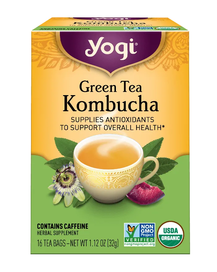 Yogi Teas Organic Green Tea Kombucha 16 Tea Bags