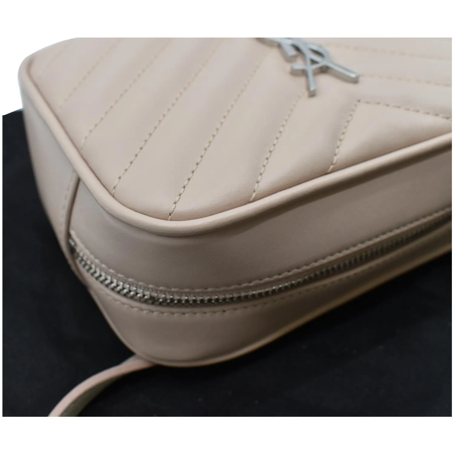YVES SAINT LAURENT Lou Leather Camera Belt Bag Beige