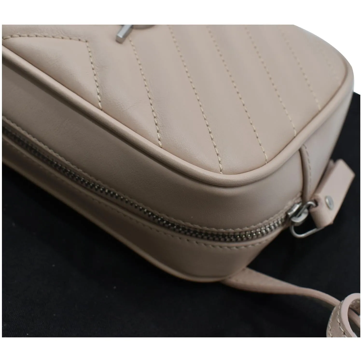YVES SAINT LAURENT Lou Leather Camera Belt Bag Beige
