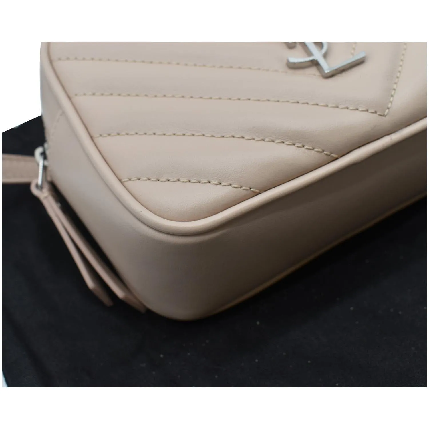 YVES SAINT LAURENT Lou Leather Camera Belt Bag Beige