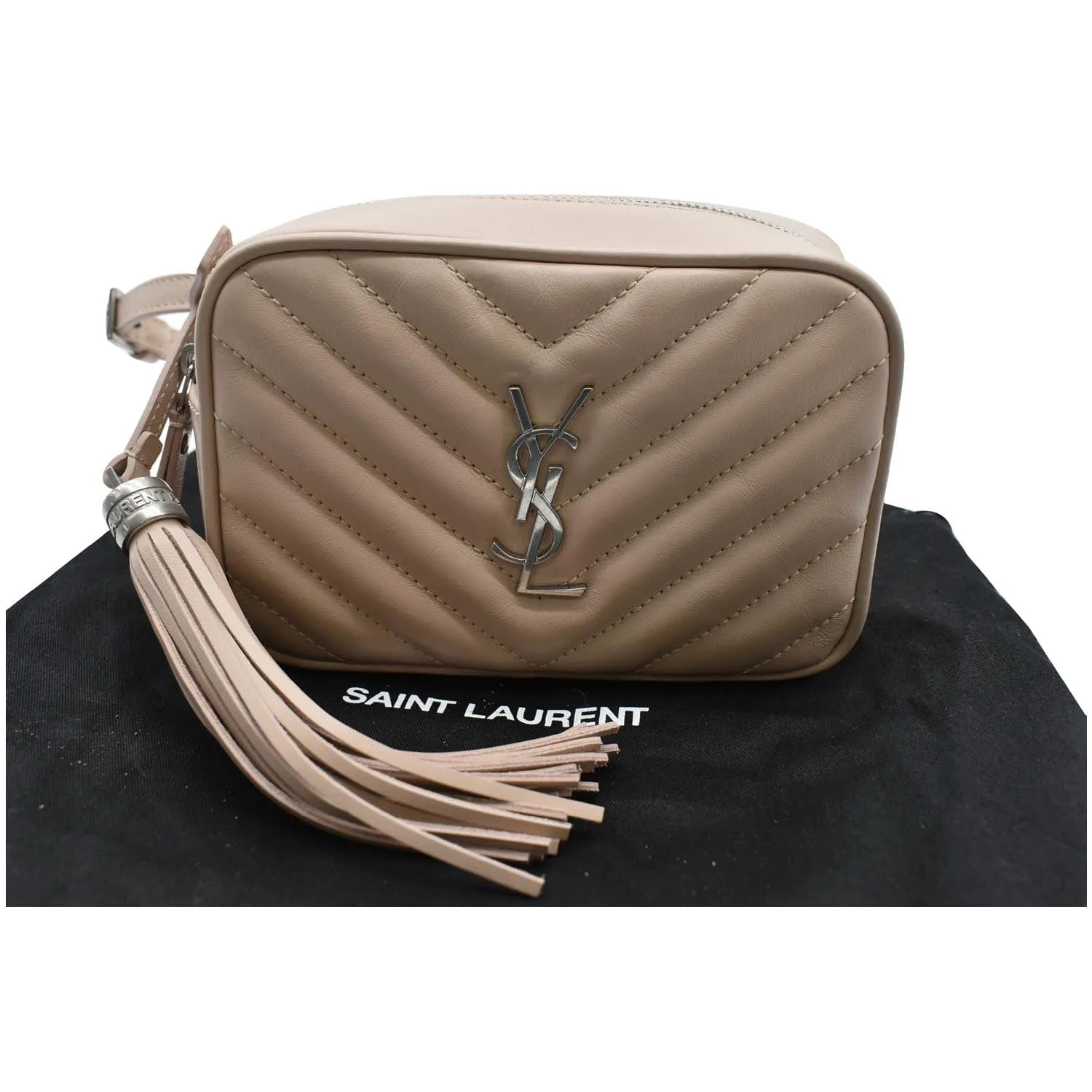 YVES SAINT LAURENT Lou Leather Camera Belt Bag Beige