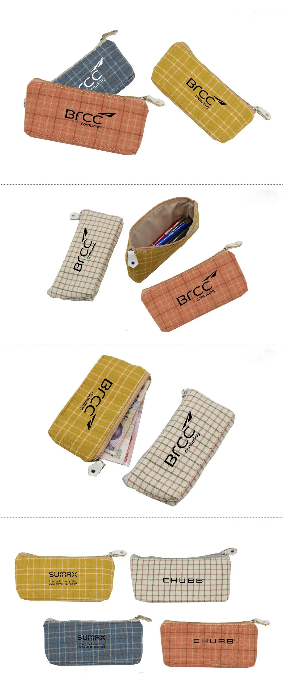 Zippered Pouch With Checkered Design